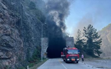 Karabük’te tünelde alev alan tankerdeki yangın söndürüldü