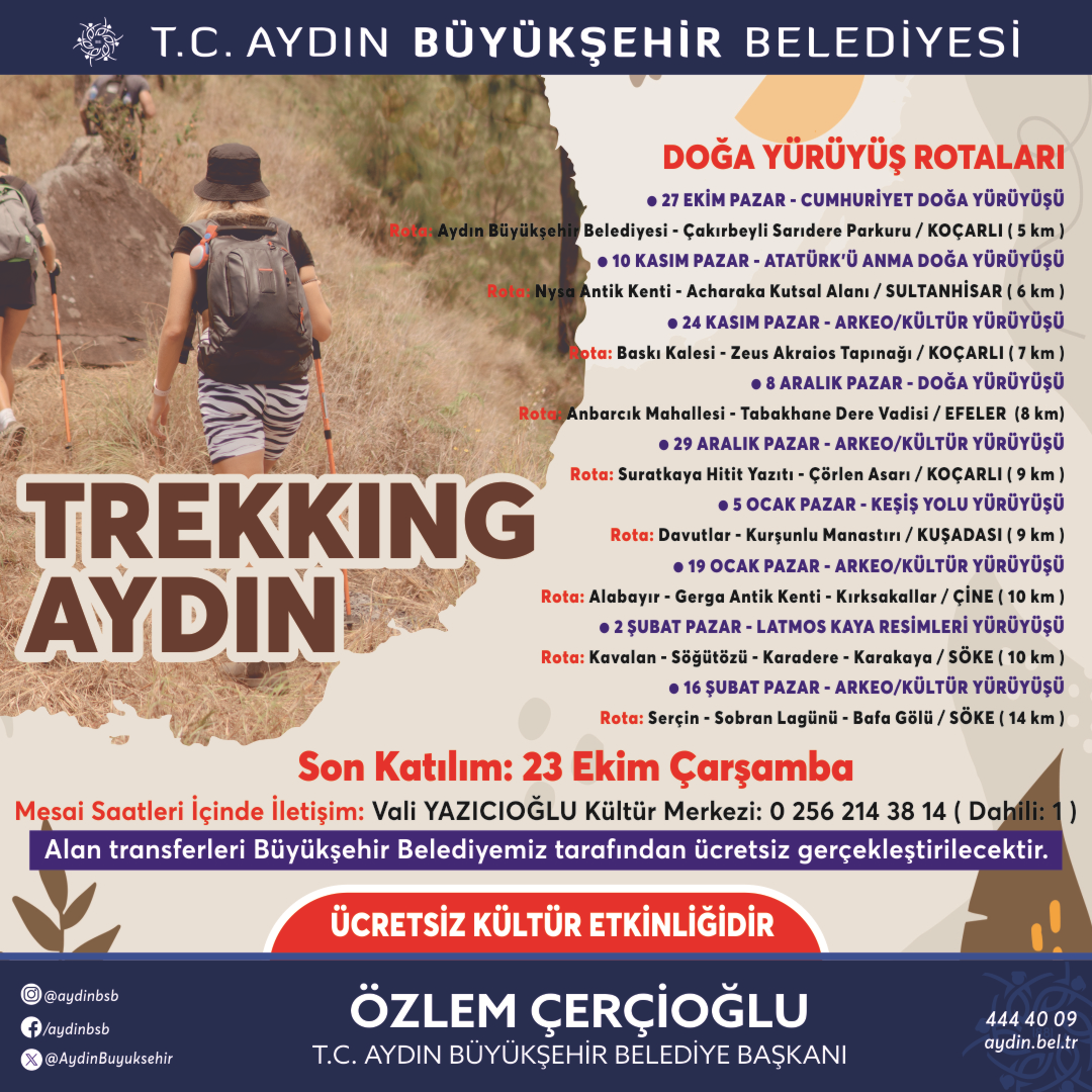 Başkan Çerçioğlu Doğaseverleri ‘Trekkıng Aydın’ Etkinliği İle Buluşturuyor